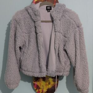 BDG Women's Plush Light Blue/Gray Teddy Jacket